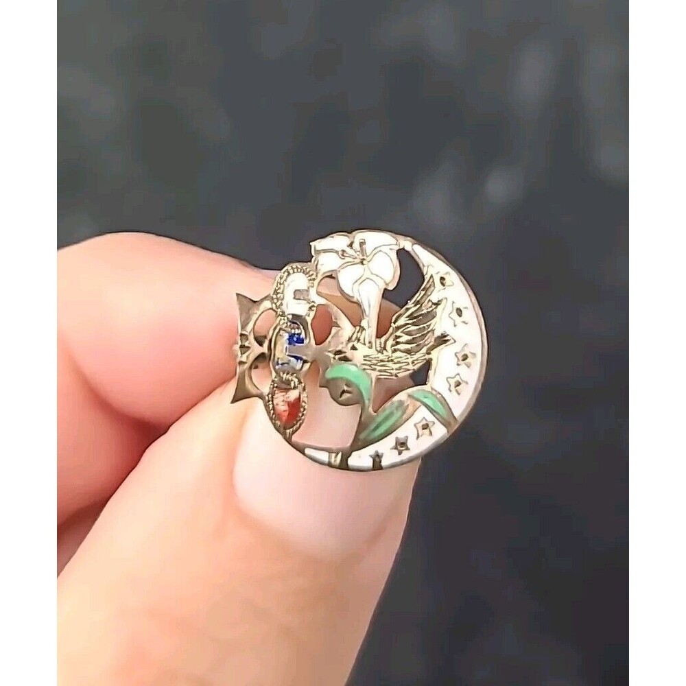 Enamel Floral Brooch Vintage